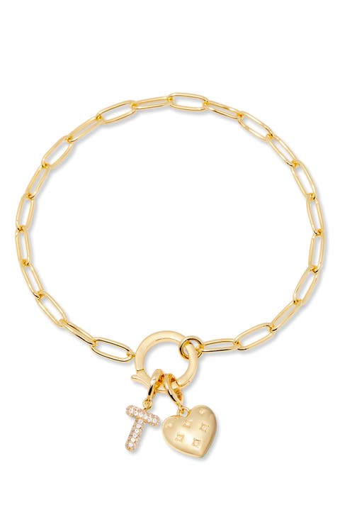 Lillian Initial Heart Charm Bracelet