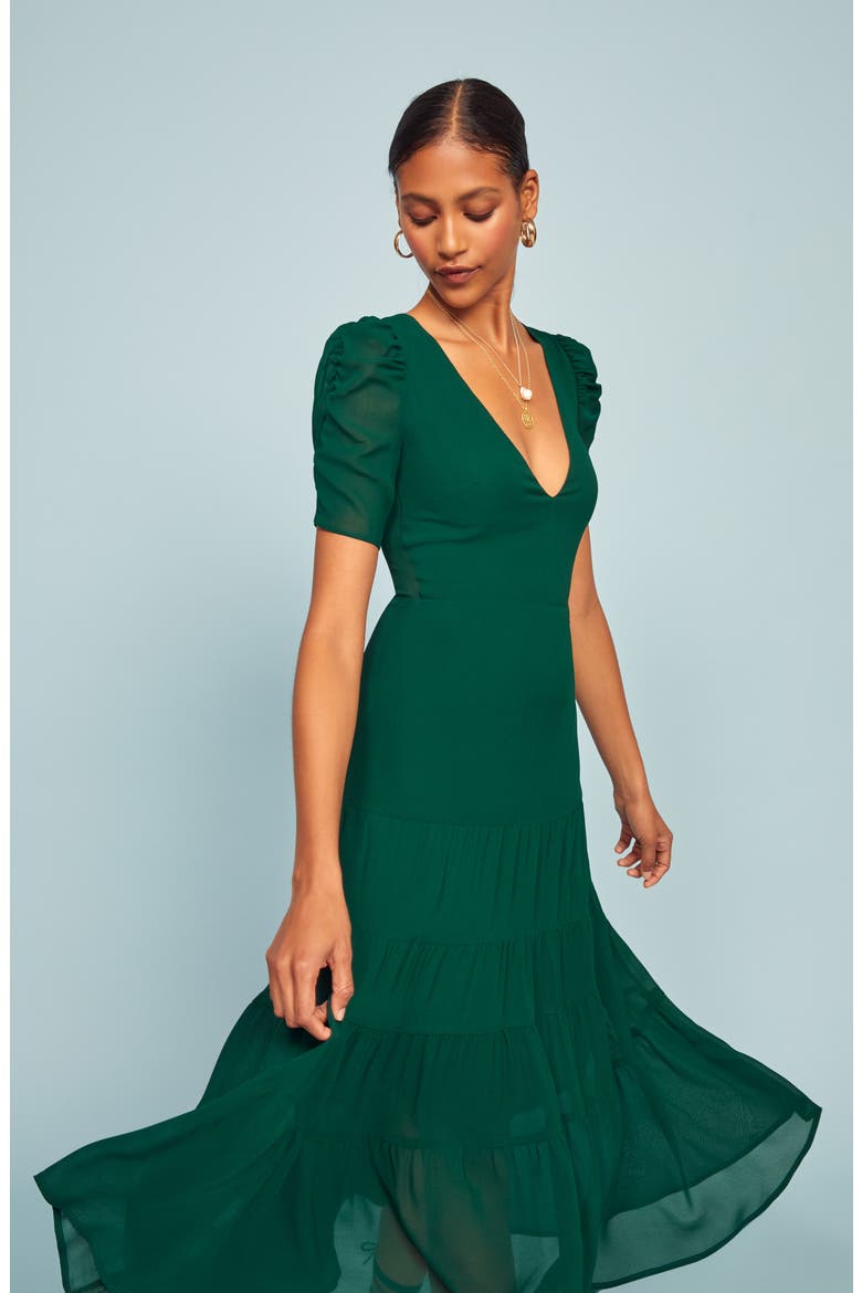 Cosa Midi Dress, Alternate, color, EMERALD