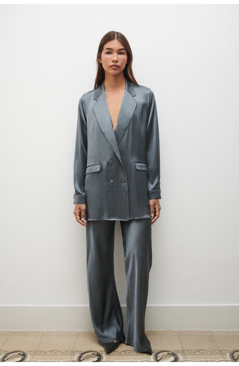 SILK LAUNDRY RELAXED BLAZER SLATE, Alternate, color, Slate