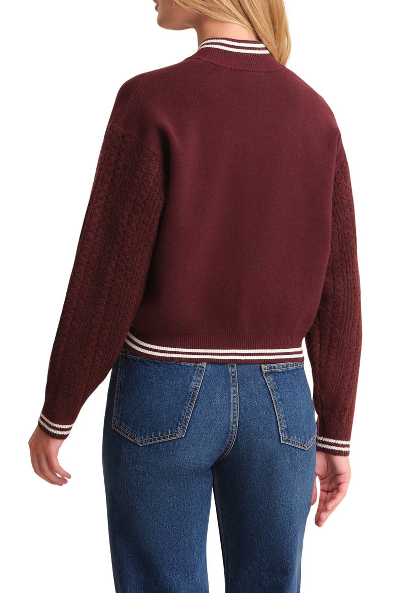 Flynn Cable Sleeve Bomber Sweater Jacket, Alternate, color, OXBLOOD MULTI