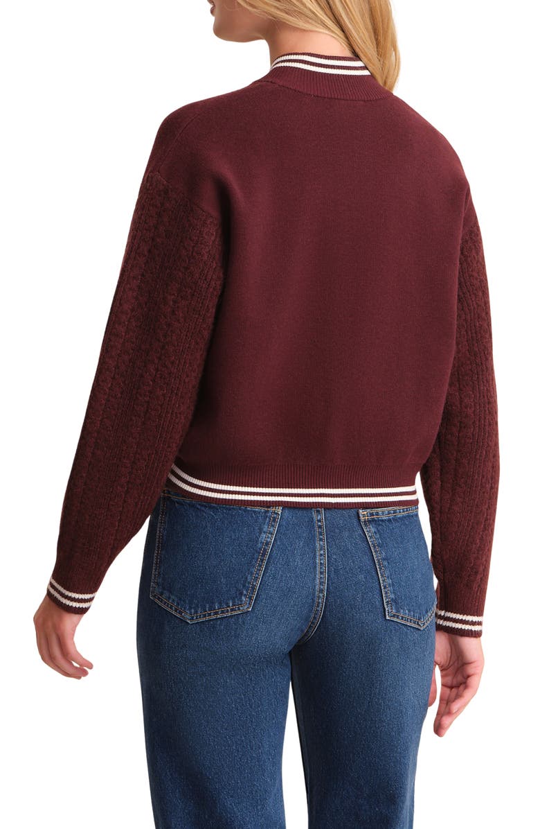 525 america Flynn Cable Sleeve Bomber Sweater Jacket, Alternate, color, Oxblood Multi