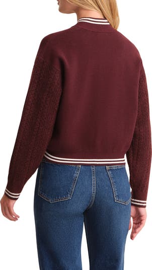 Flynn Cable Sleeve Bomber Sweater Jacket