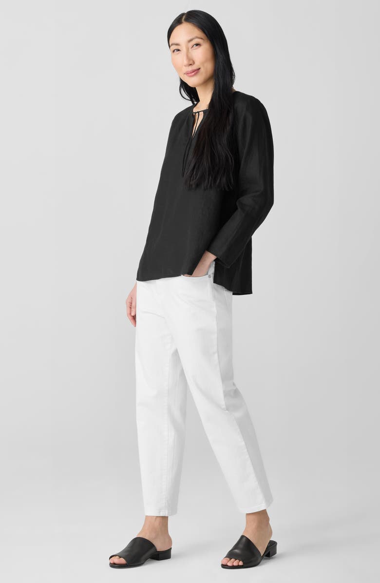 Eileen Fisher Split Neck Organic Linen Top, Alternate, color, 