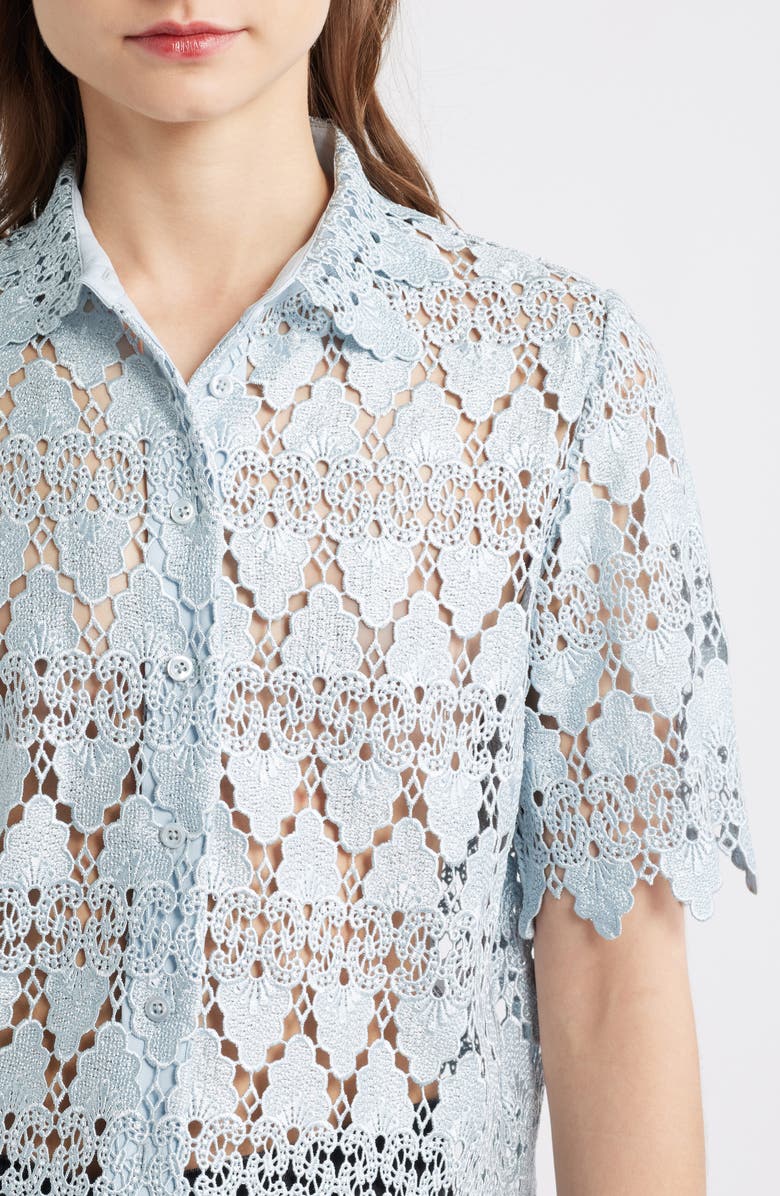 FRAME Lace Button-Up Shirt, Alternate, color, Sky Blue