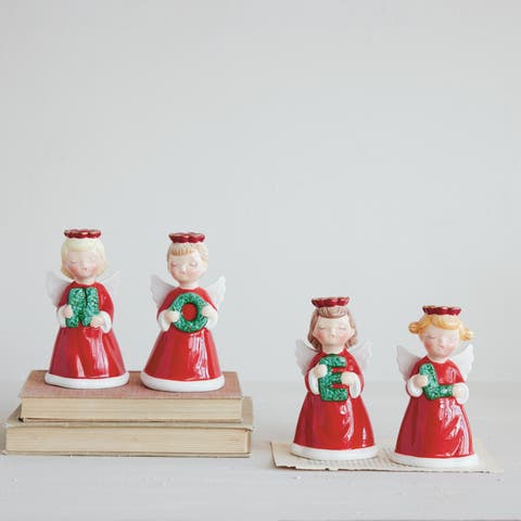 Artisan Glazed Ceramic Angel Figurines