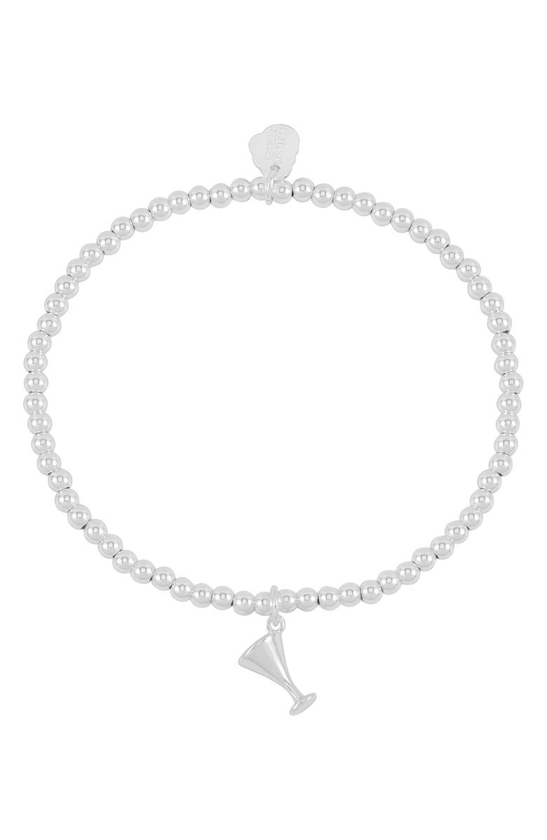 Estella Bartlett Sienna Martini Glass Beaded Stretch Bracelet, Alternate, color, Silver