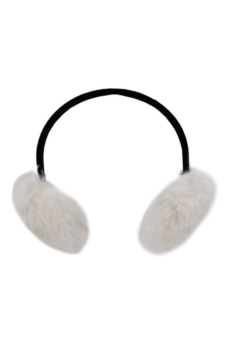 Faux Fur & Velvet Earmuffs, Alternate, color, CREAM