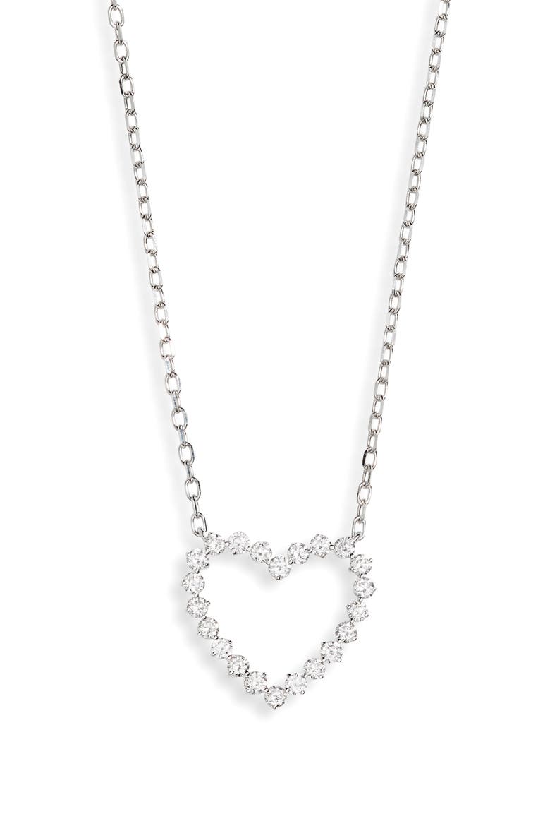 Rita Diamond Open Heart Pendant Necklace (Nordstrom Exclusive), Main, color, 18K WHITE GOLD