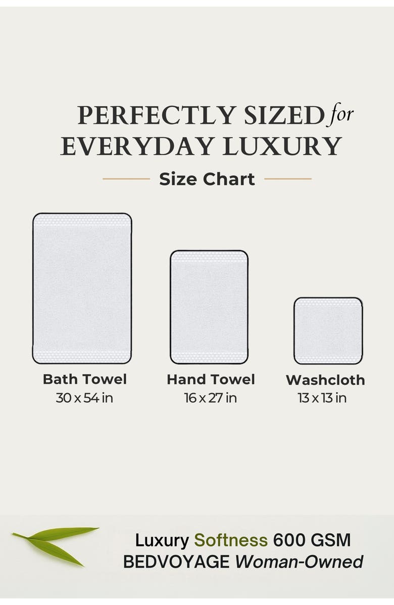 BedVoyage Luxury Viscose Odor & Mildew Resistant Towel Collection, 8pc Set, Alternate, color, White