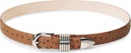 Déhanche Hollyhock Ostrich-Embossed Leather Belt