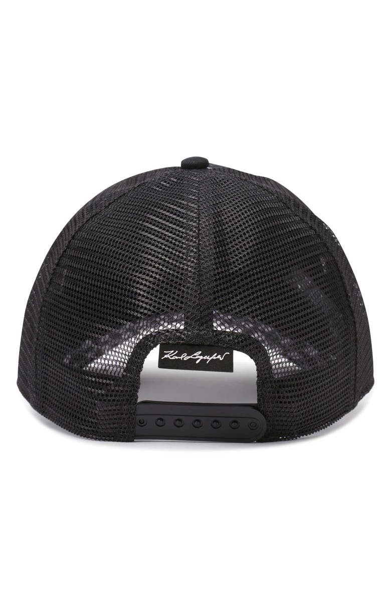 KARL LAGERFELD PARIS Grid Logo Snapback Trucker Cap, Alternate, color, 