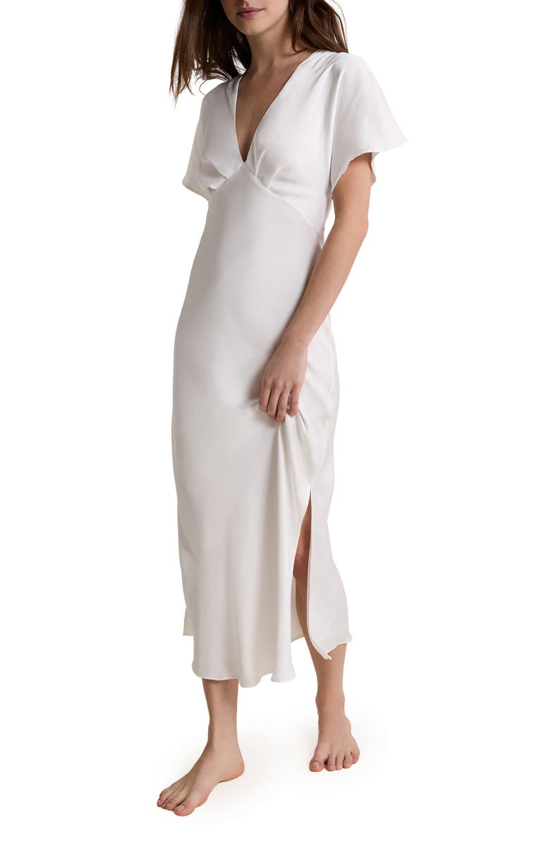 Etam Marry Me Satin Maxi Nightgown, Main, color, White