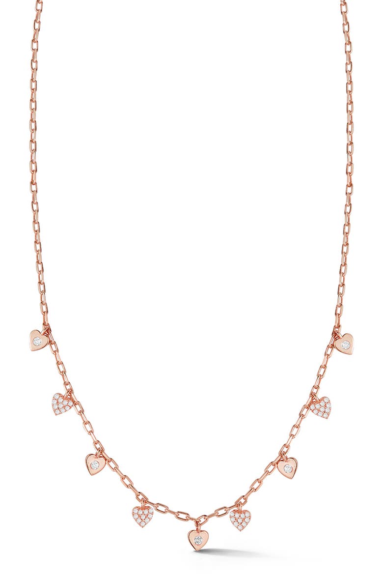 Heart Charm Necklace, Main, color, ROSE GOLD