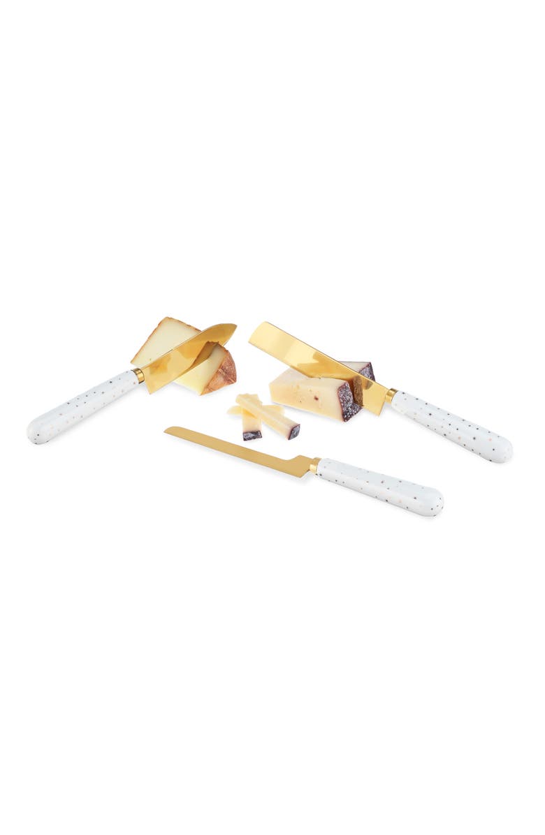 TWINE Starlight Cheese Knife Set of 3, Alternate, color, White