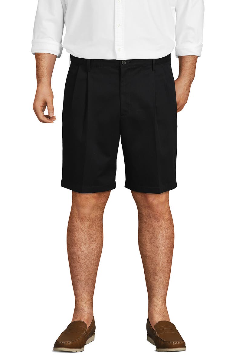 Lands' End Comfort Waist Pleated 9" No Iron Chino Shorts, Alternate, color, Black