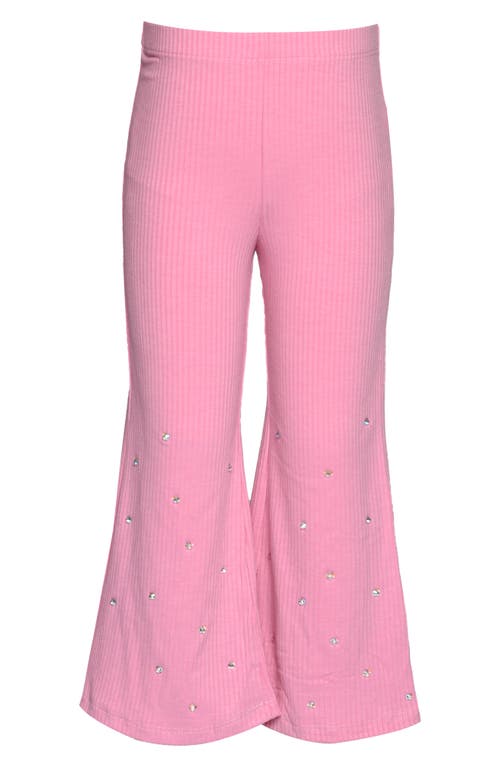 Truly Me Crystal Embellished Flare Leg Pants In Pink