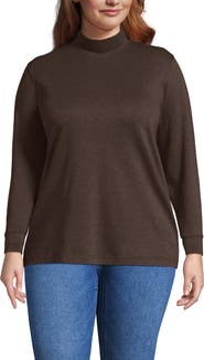 Lands' End Relaxed Cotton Long Sleeve Mock Turtleneck