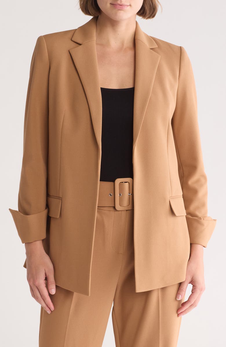 Calvin Klein Scuba Crepe Open Front Jacket, Main, color,