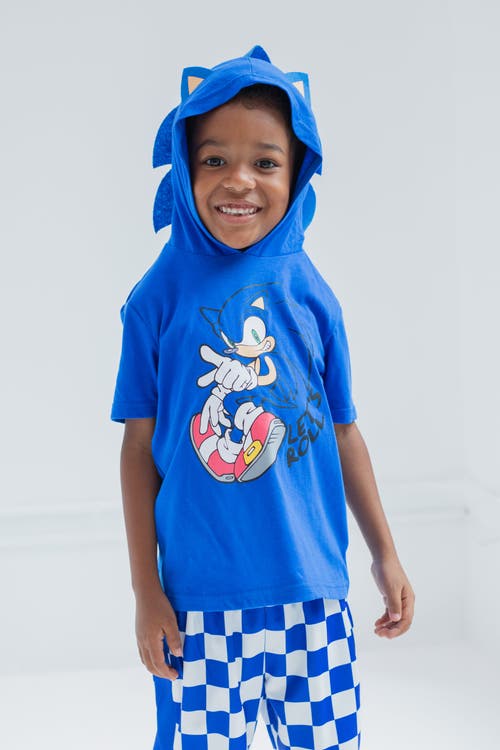 Sega Sonic The Hedgehog Cosplay T-shirt & Shorts Set In Blue