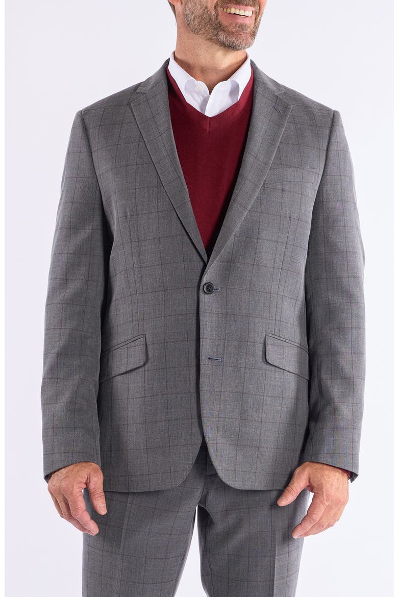 Grey Rust Windowpane Suit, Main, color, GREY