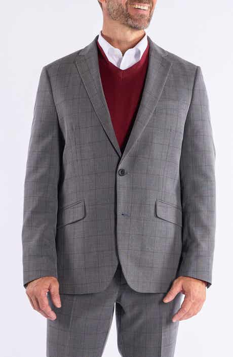 SAVILE ROW CO Grey Rust Windowpane Suit