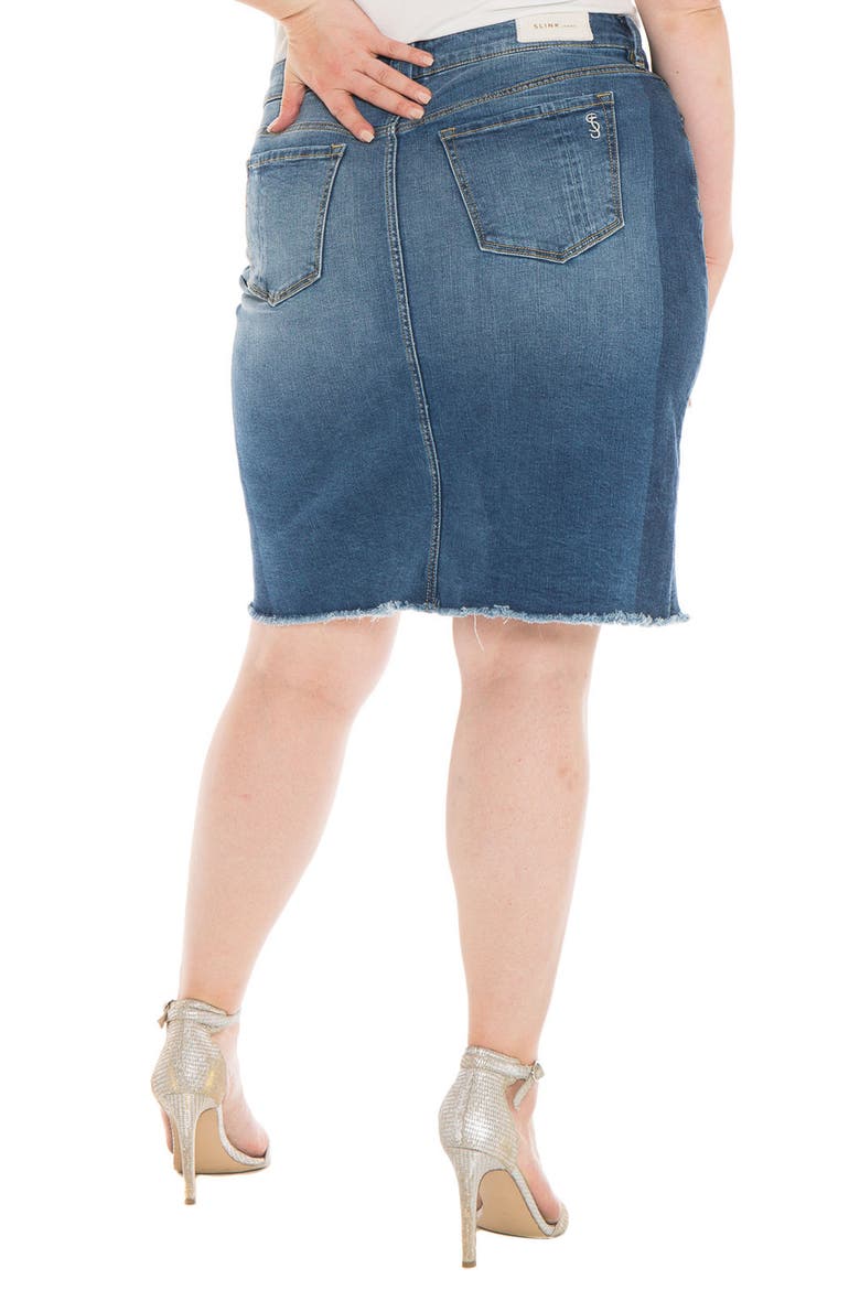 Shadow Mix Frayed Denim Skirt, Alternate, color, GWEN