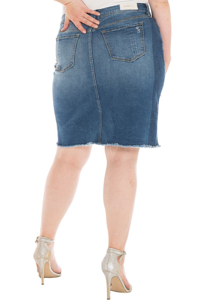 SLINK Jeans Shadow Mix Frayed Denim Skirt, Alternate, color,