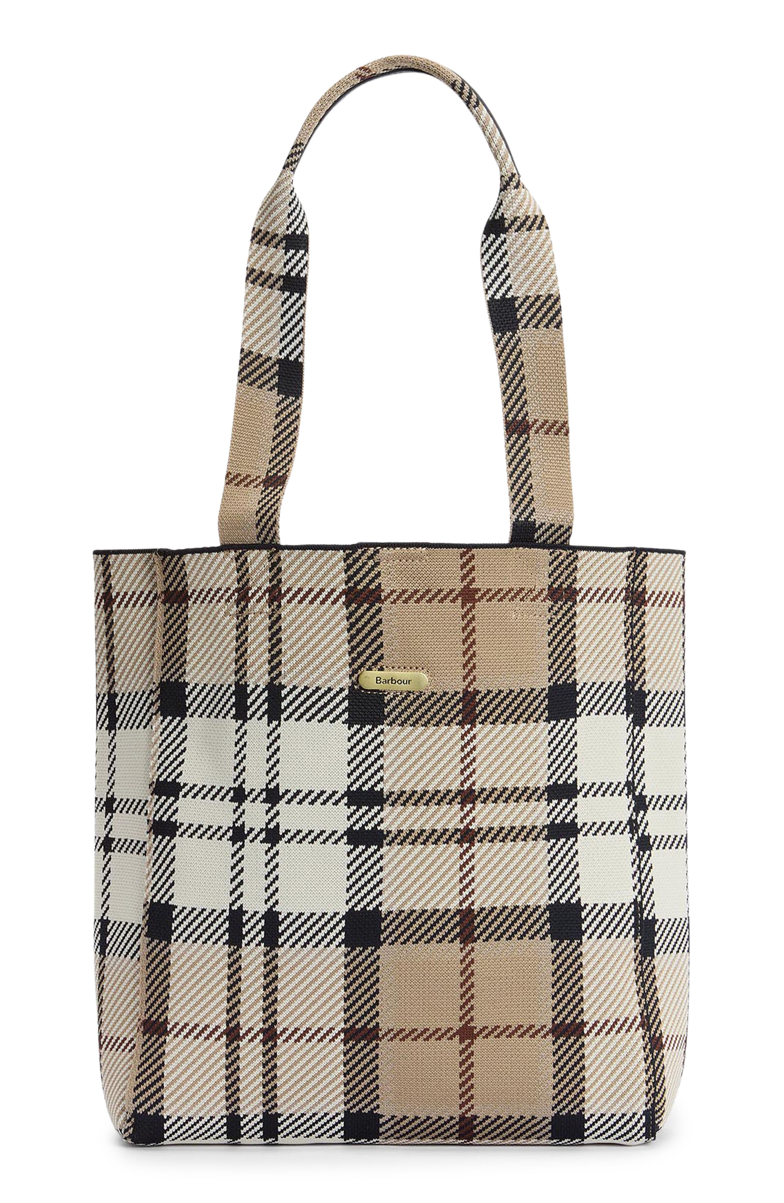Barbour Layla Tartan Shopper Bag, Main, color, Rosewood Tartan