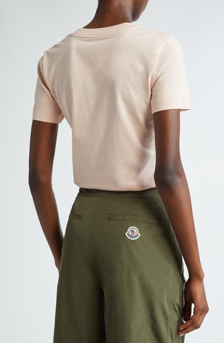 Moncler Slim Fit Bell Logo Crystal Embellished Cotton T-Shirt, Alternate, color,