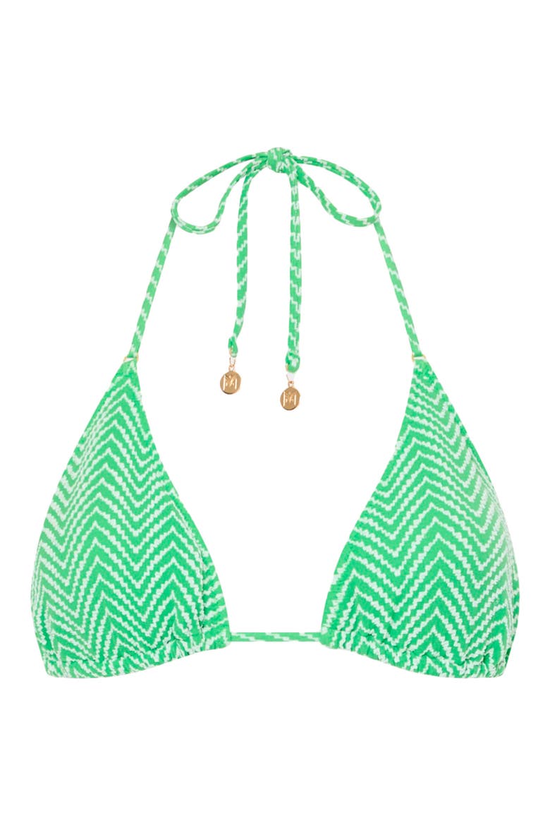 Chevron Triangle Bikini Top, Alternate, color, GREEN