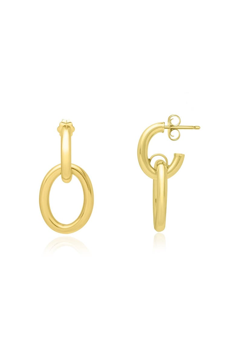 Double Oval Link Drop Earrings, Main, color, Yellow Gold