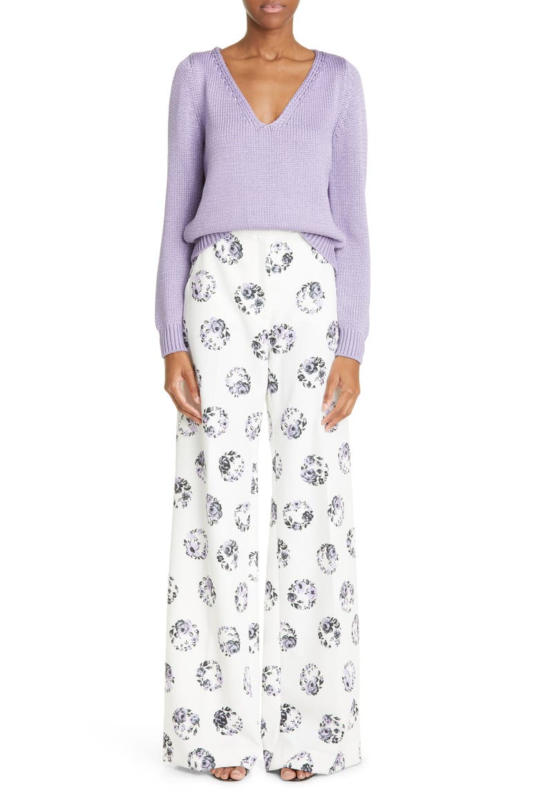 Metallic V-Neck Sweater, Alternate, color, LAVENDER
