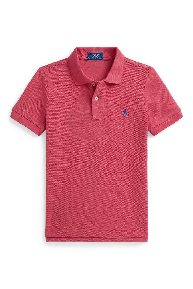 Kids' Cotton Mesh Polo, Main, color, NANTUCKET RED