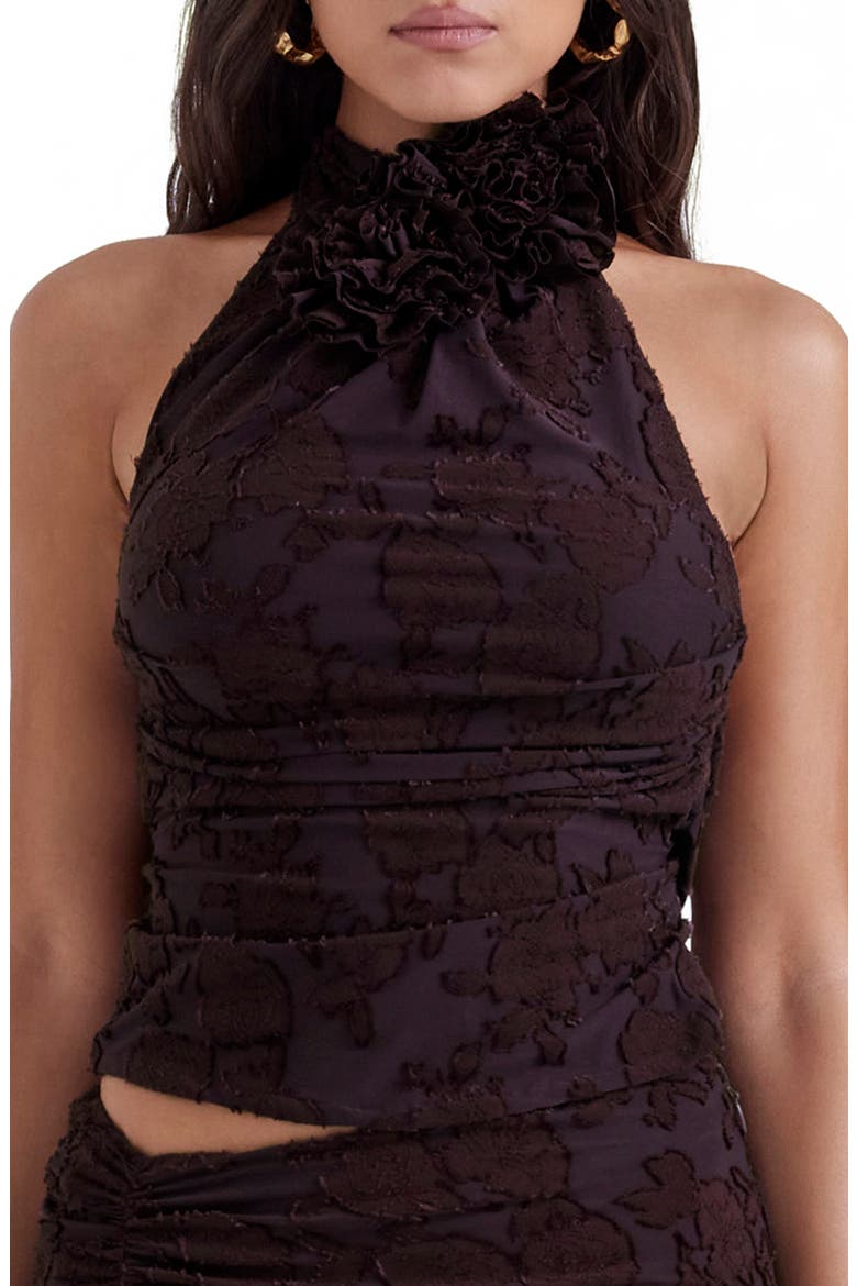 Kyra Halter Top, Main, color, BROWN LEATHER