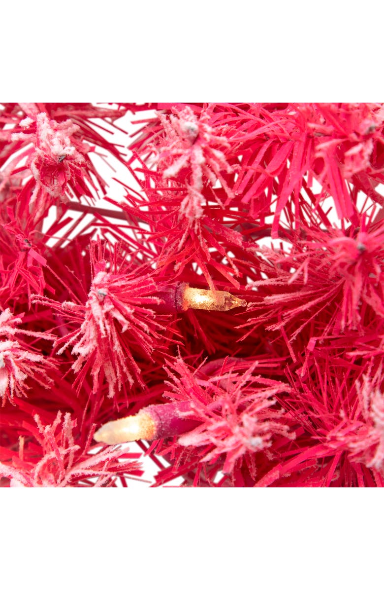 Northlight Pre-Lit Flocked Pink Artificial Christmas Wreath - 36 Inch, Clear Lights, Alternate, color, Pink