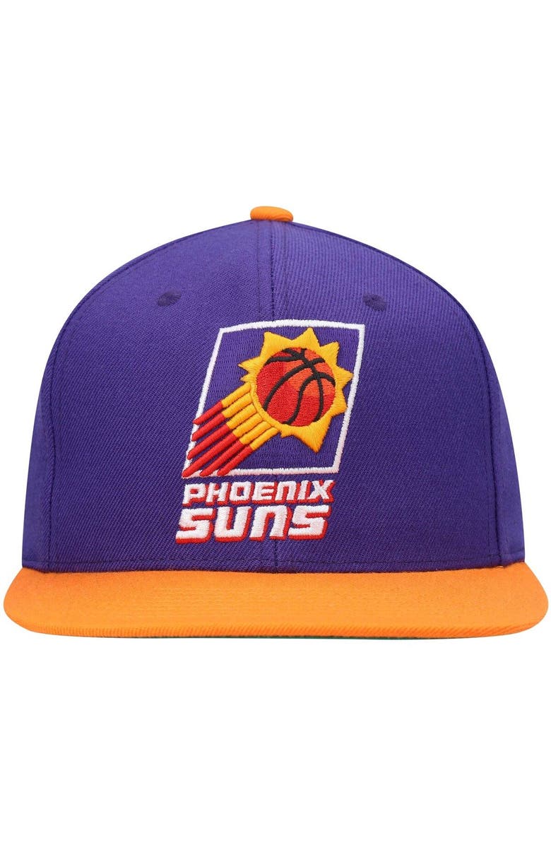 Mitchell & Ness Men's Mitchell & Ness Purple/Orange Phoenix Suns Hardwood Classics Team Two-Tone 2.0 Snapback Hat, Alternate, color, Purple
