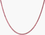 Aurate New York Lab Grown Pink Sapphire Baguette Tennis Necklace