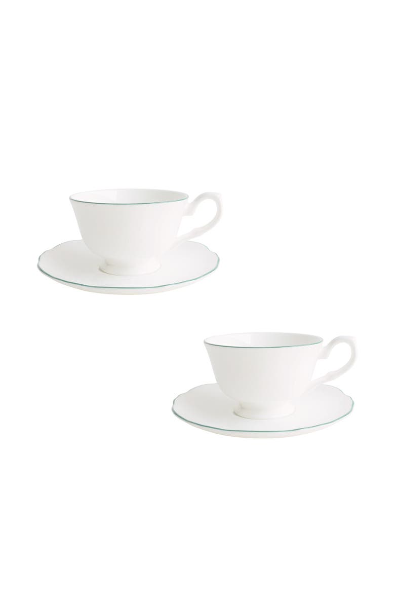 Twig New York Amelie Set of 2 Espresso Cups & Saucers, Main, color, Forest Green