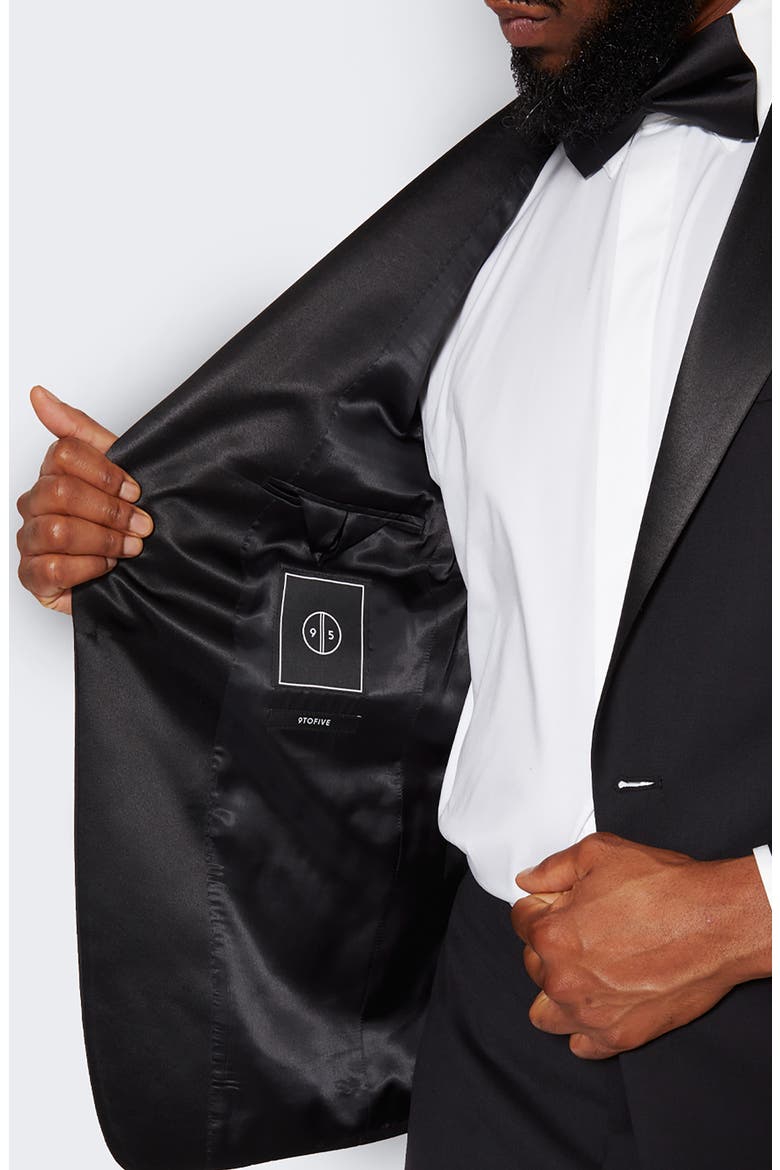 Peak Lapel Solid Wool Tuxedo Jacket, Alternate, color, BLACK