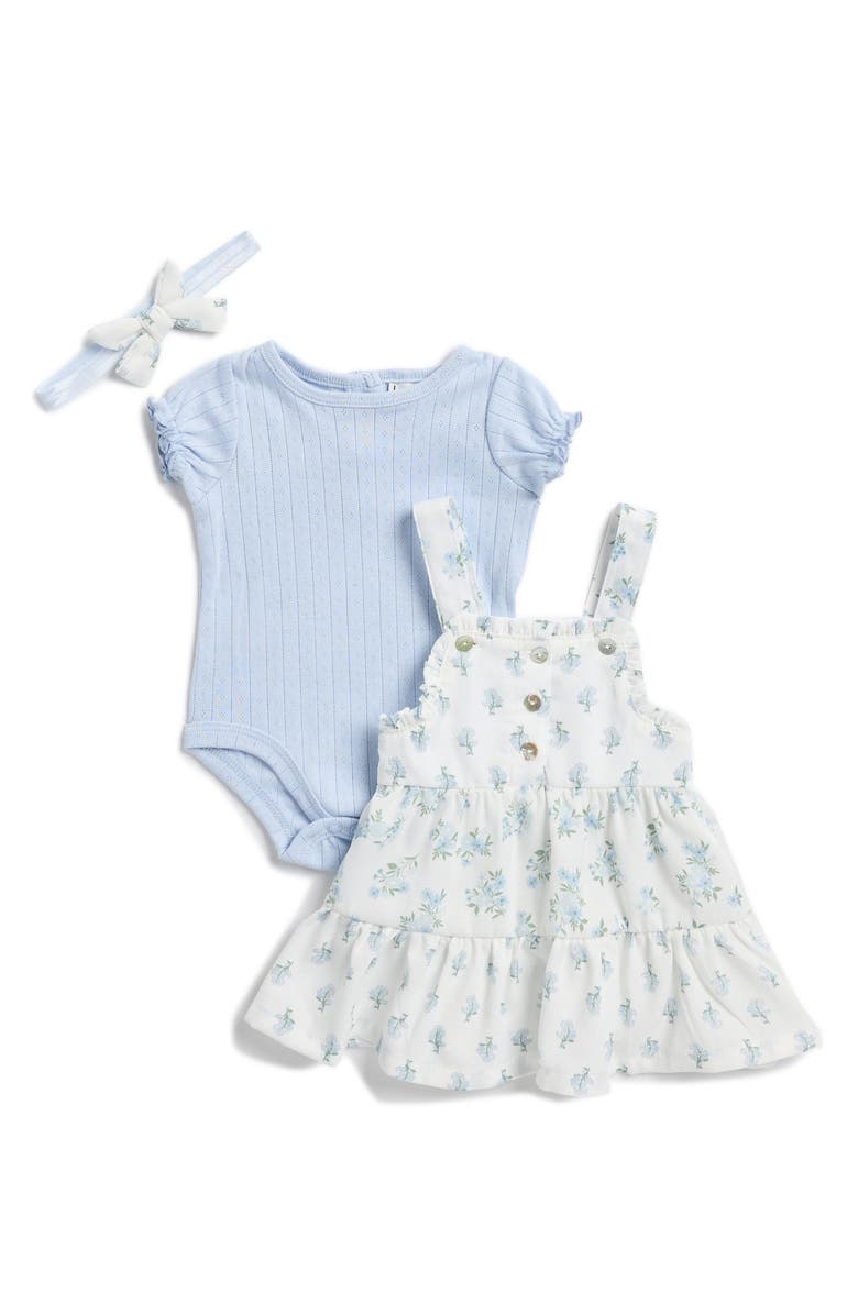 Nicole Miller Floral Dress, Ribbed Bodysuit & Headband Set, Main, color, 