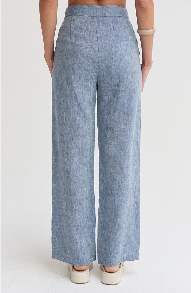 CRESCENT Linen Wide Leg Pants, Alternate, color, Blue