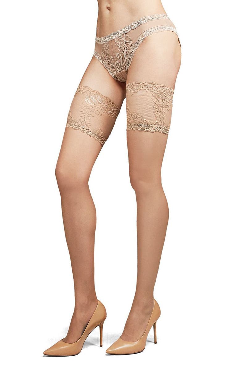 Natori Feather Escape Stay-Up Stockings, Main, color, Nude