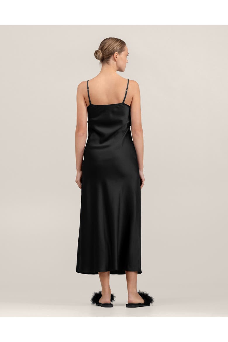 Angelica silk long nighty, Alternate, color, Black