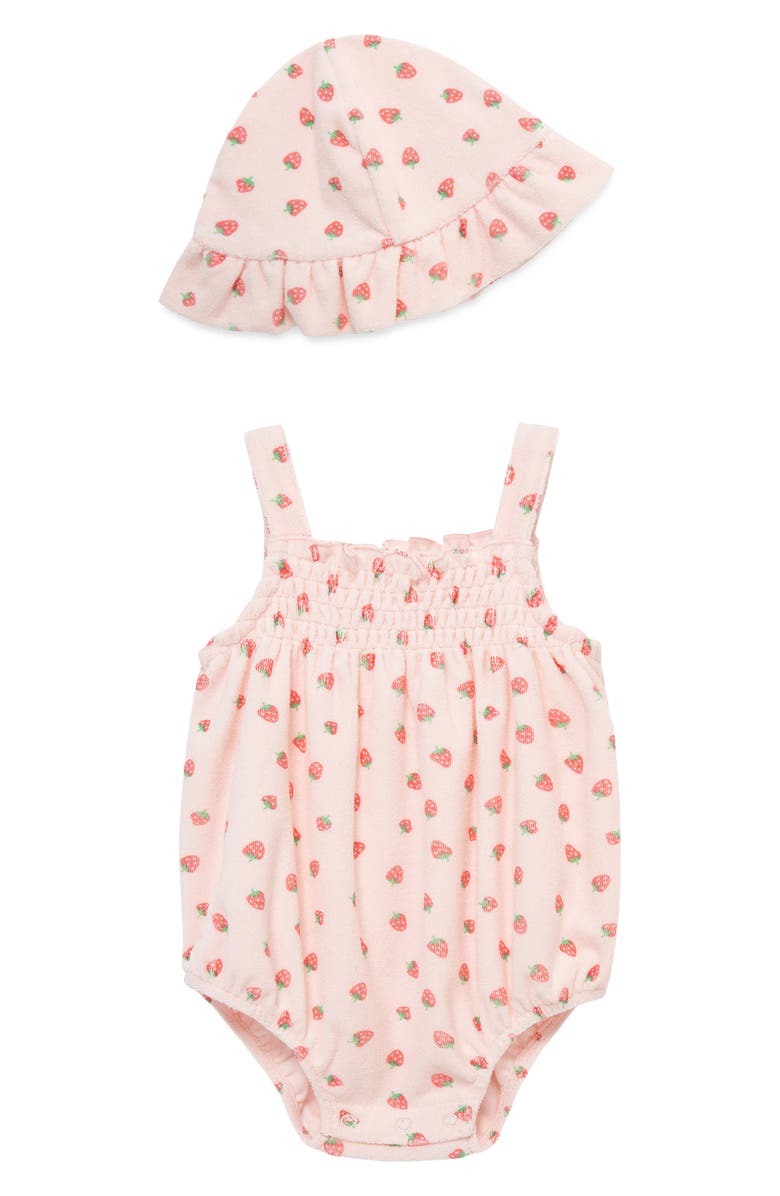 Little Me Berries Bubble Bodysuit & Hat Set, Main, color, Pink