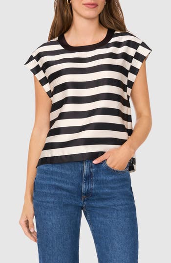 Halogen ® Stripe High-low Top In Black