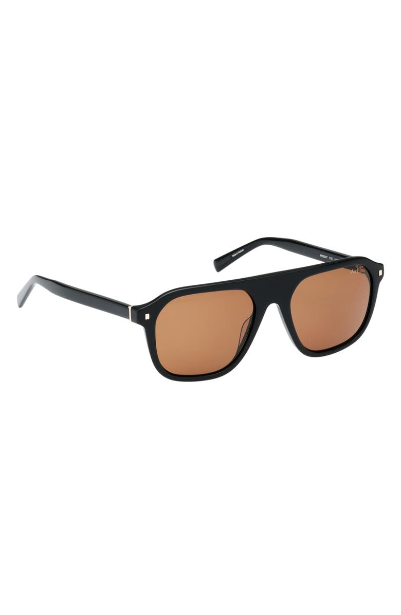 ABERCROMBIE & FITCH 53mm Navigator Sunglasses, Alternate, color, Shiny Black / Brown
