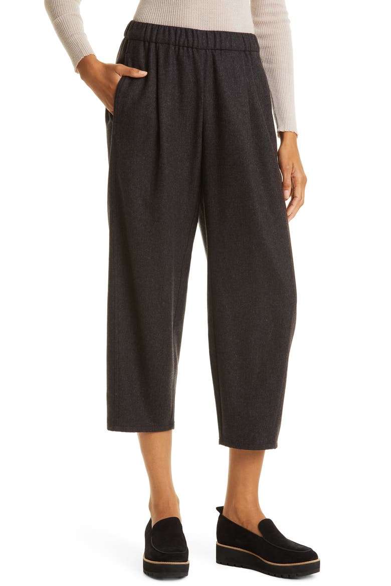 Crop Wool Lantern Pants, Main, color, CHARCOAL