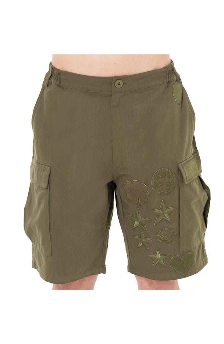 Dai Moda Menswear Patches Cargo Shorts, Main, color, Army Green
