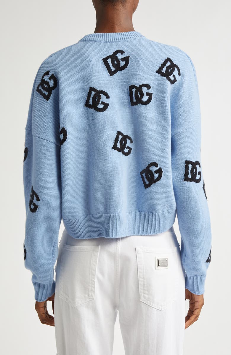 Dolce&Gabbana Logo Jacquard Virgin Wool Crewneck Sweater, Alternate, color, 