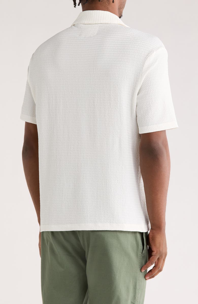 DENIM AND FLOWER Textured Camp Shirt, Alternate, color, White